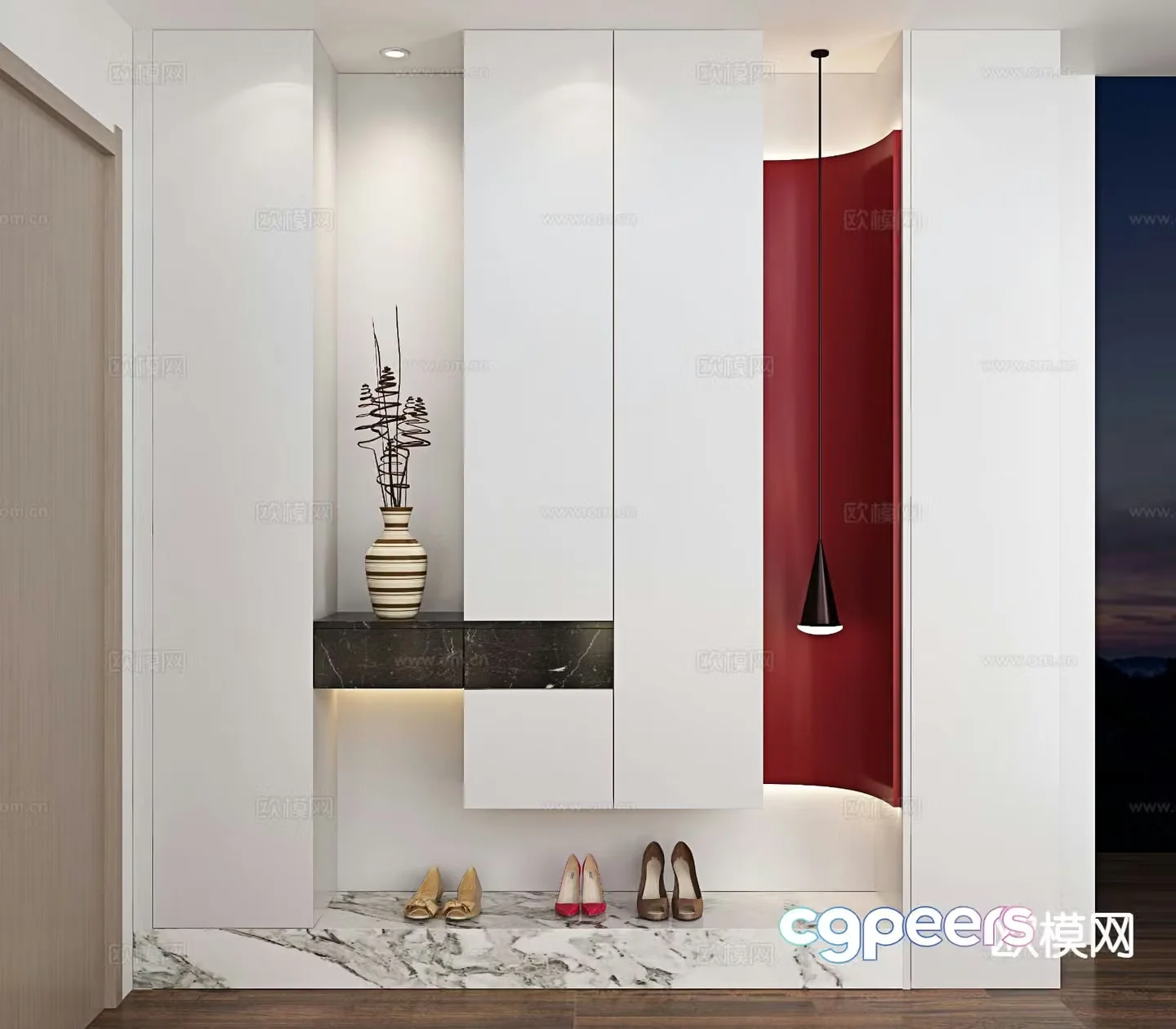 Modern shoe cabinet customized entrance cabinet 3D model