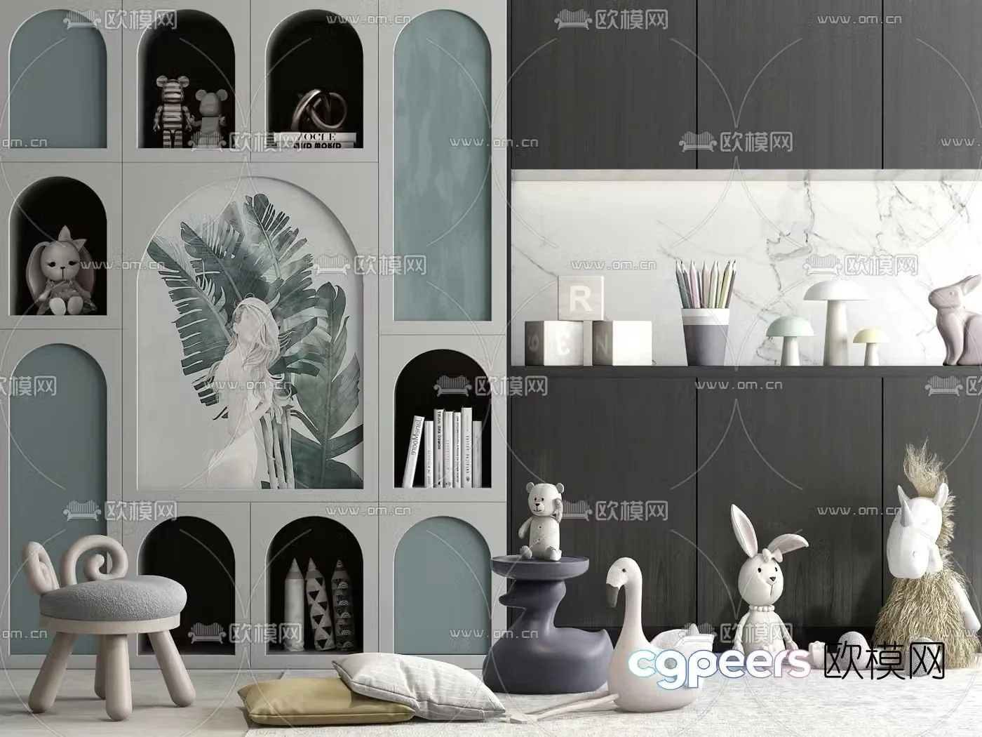 Modern children’s decorative cabinet doll 3d model