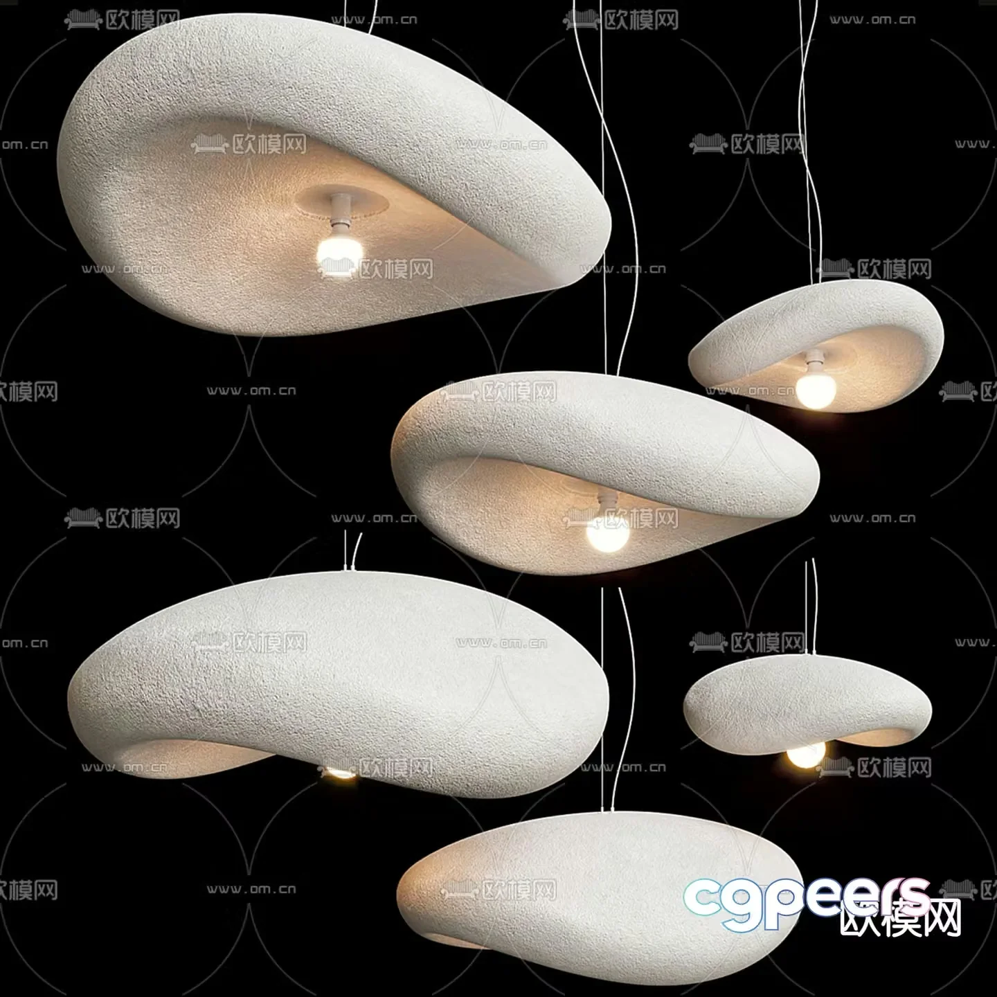 Wabi-sabi style chandelier 3d model