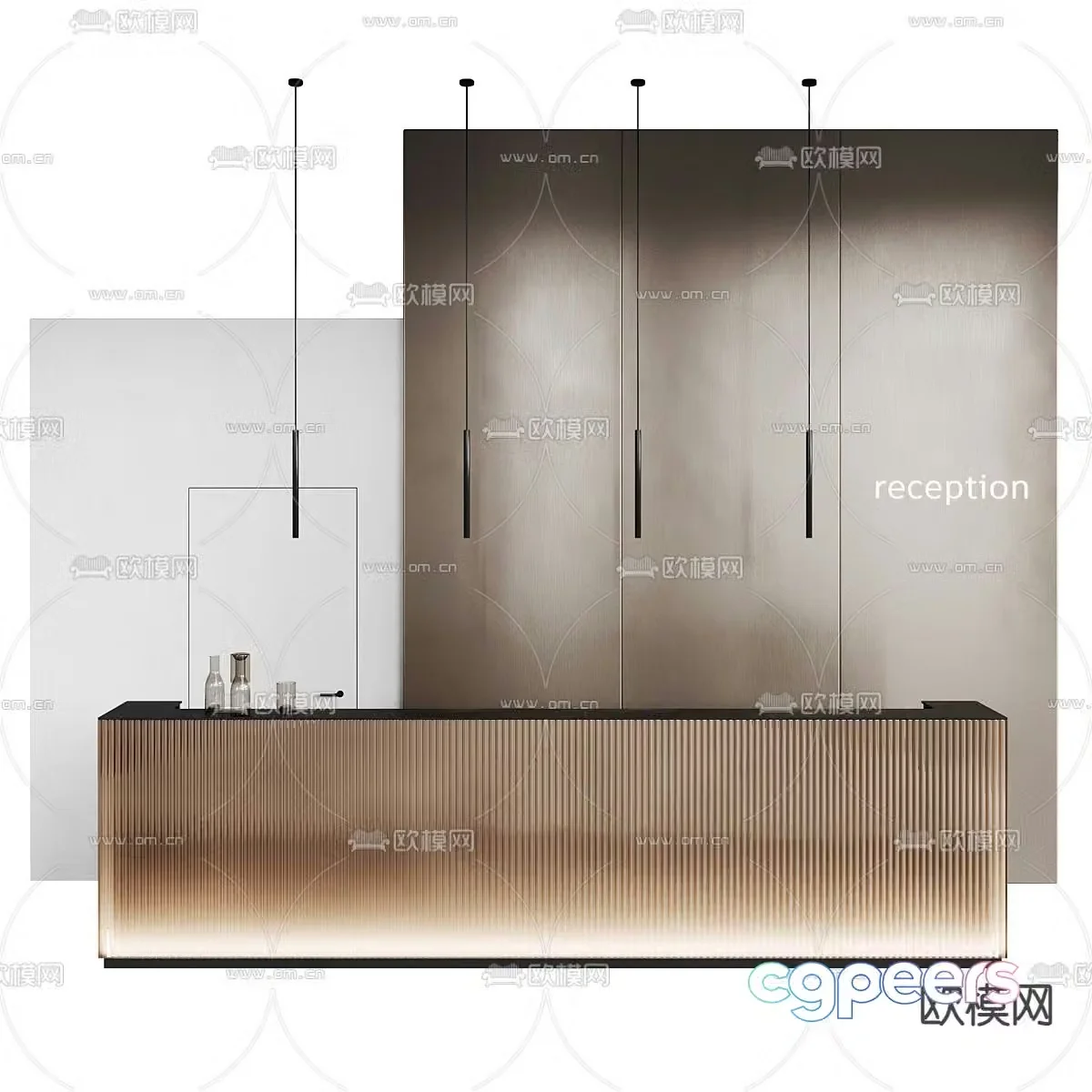 Front desk reception desk service desk 3d model