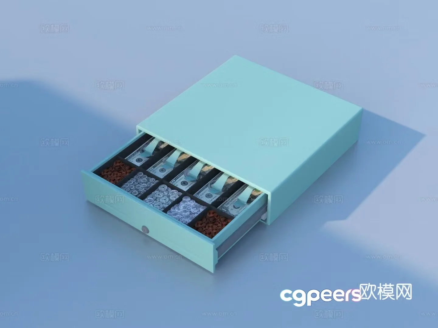 Drawer cashier coins 3d model