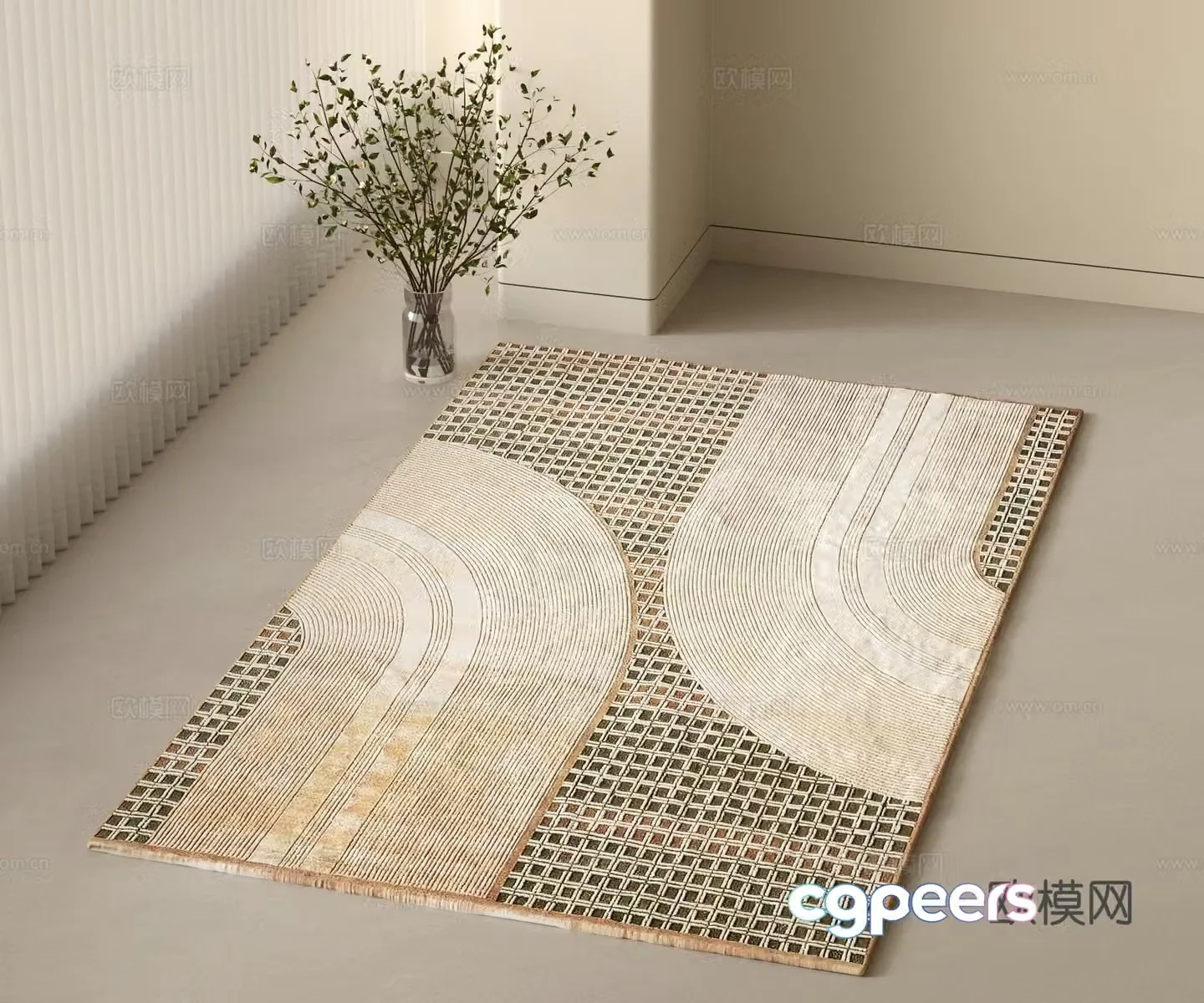 Modern carpet Striped carpet Abstract carpet Square carpet Living room carpet Bedroom carpet 3d model