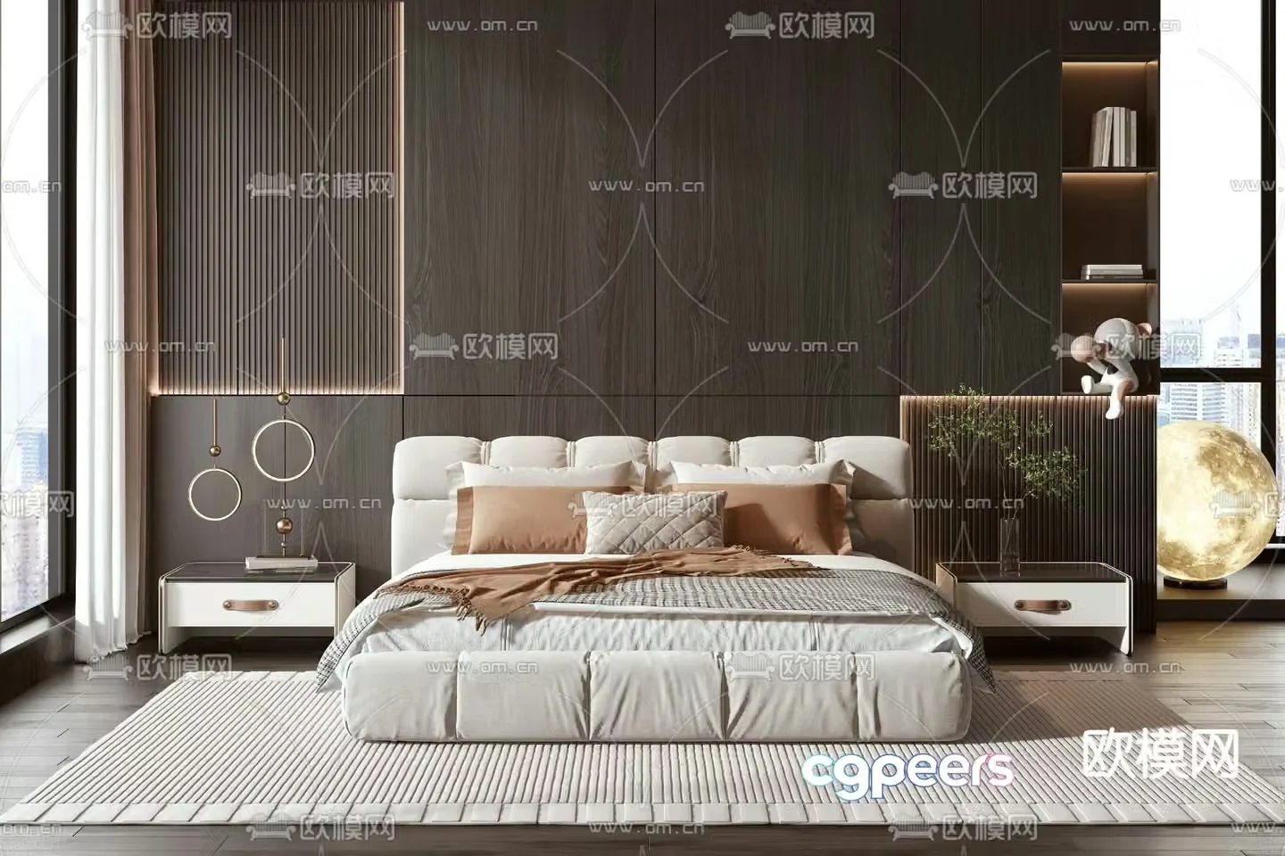 Modern double bed 3d model