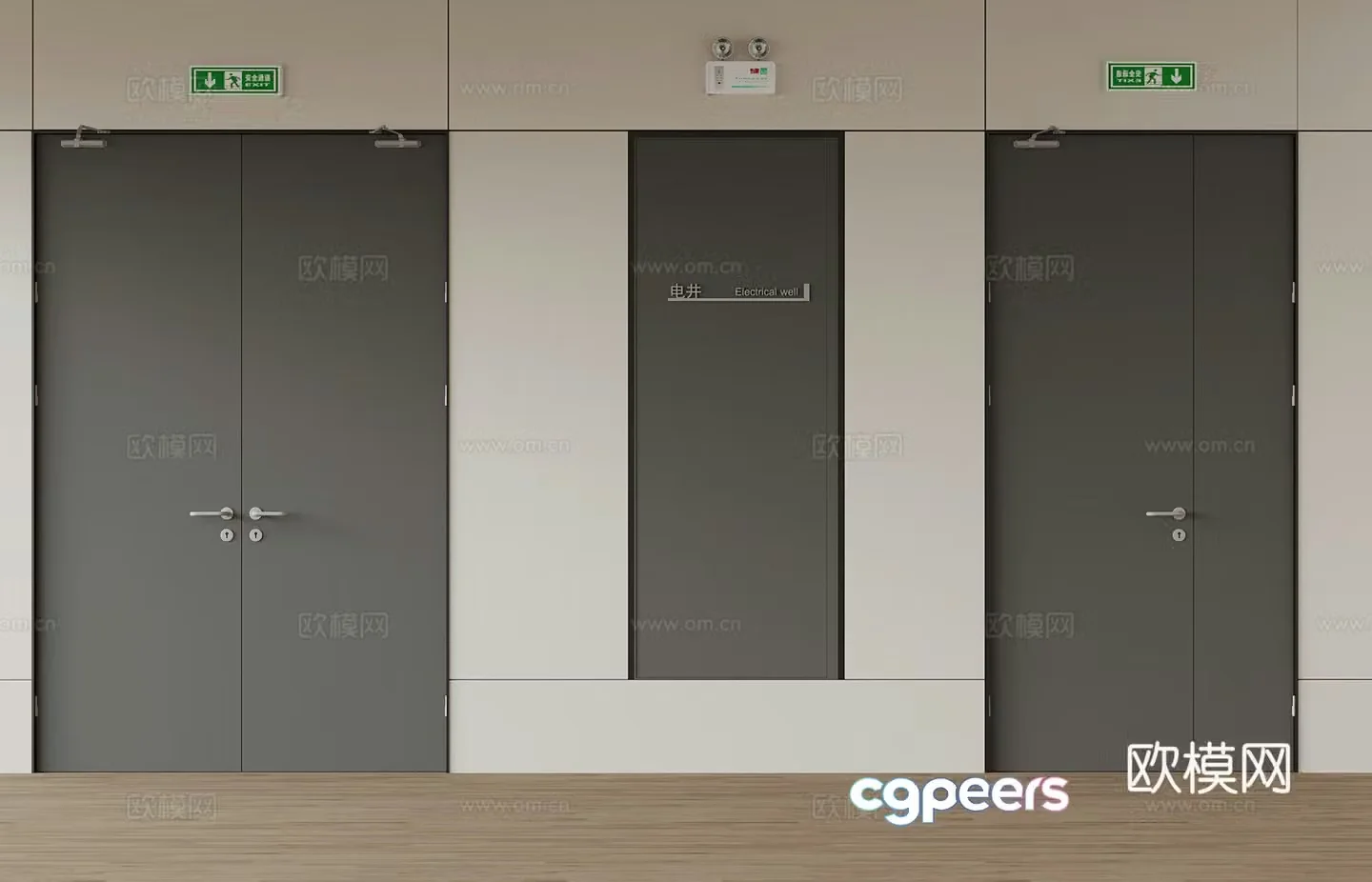 Modern fire door Single-open door Double-open door 3D model