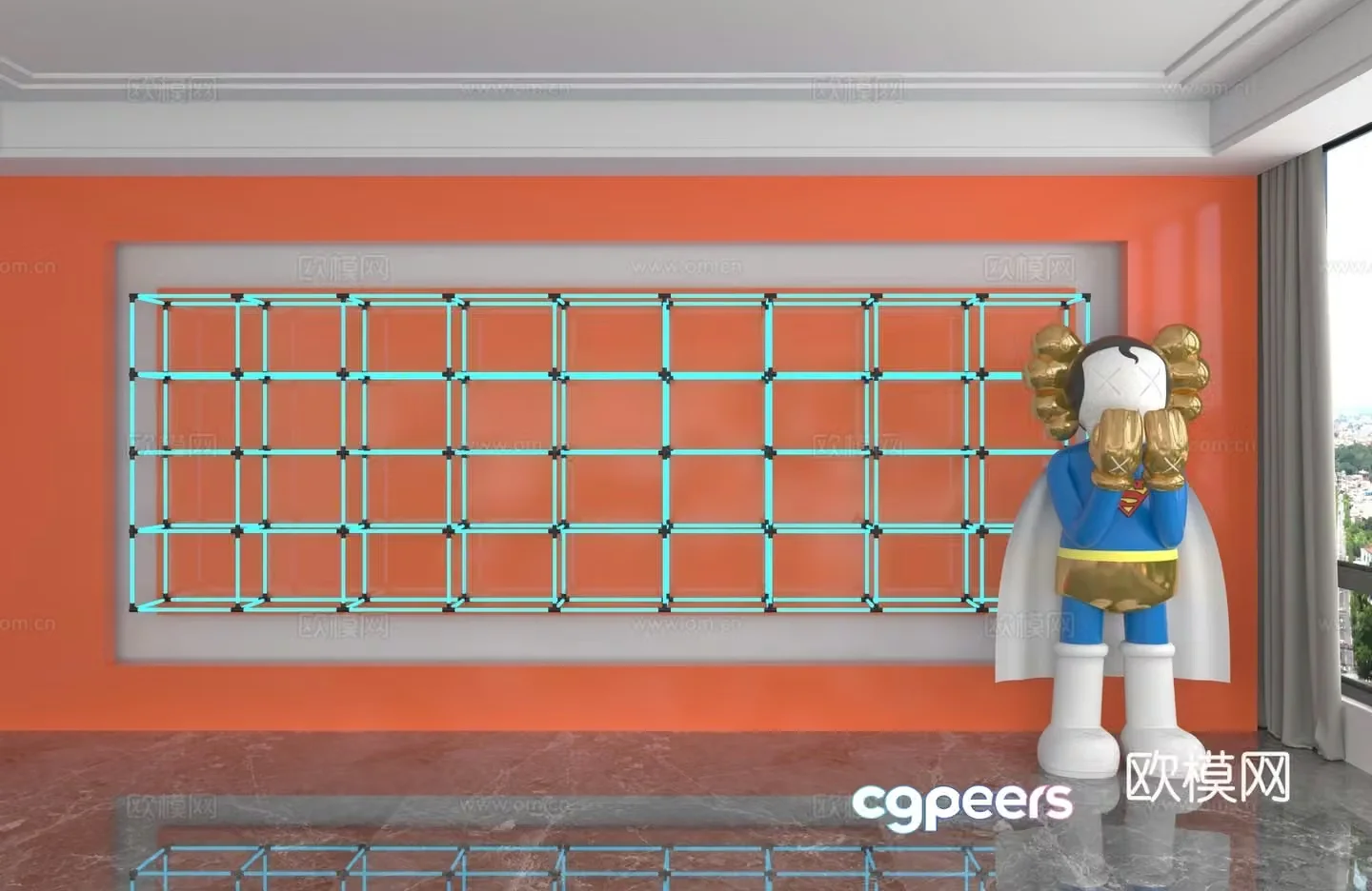 Modern background wall 3d model