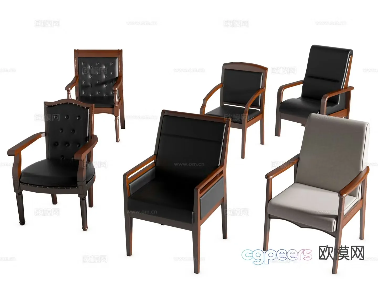 solid wood office chair 3d model
