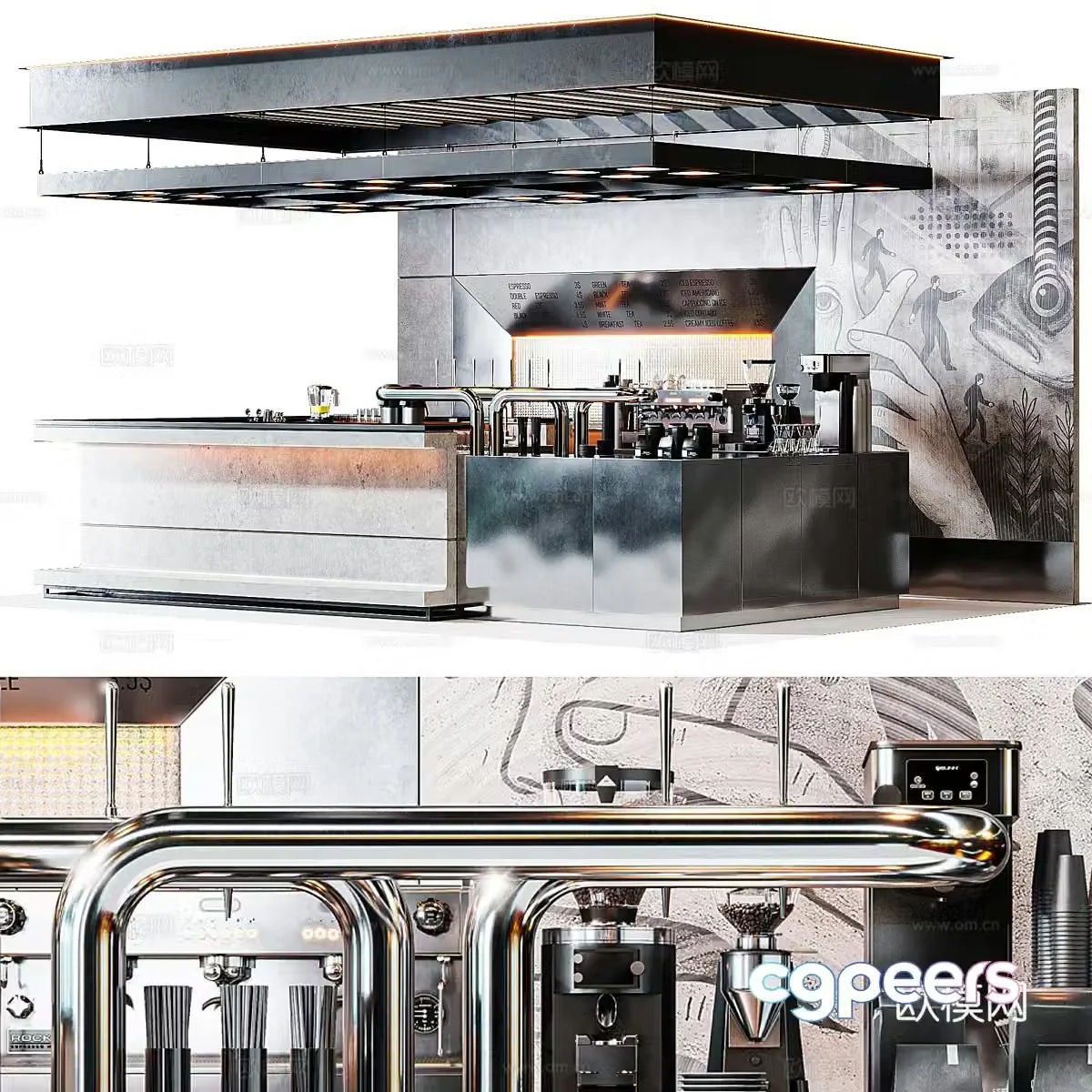 Modern coffee bar water bar bar 3d model
