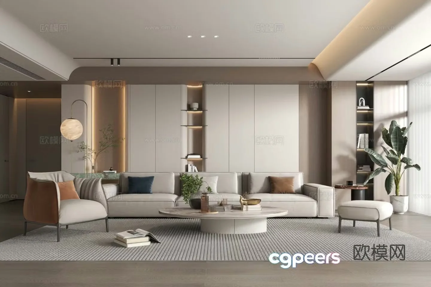 Modern living room sofa and coffee table combination simple living room modern simple living room 3D model
