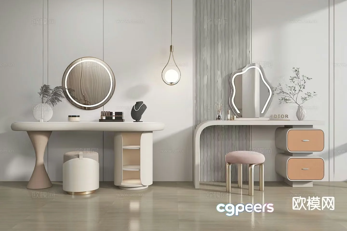 Cream style dresser 3d model