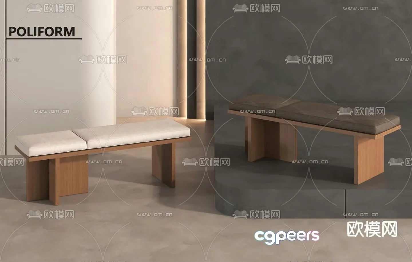 Modern bench shoe changing stool 3d model