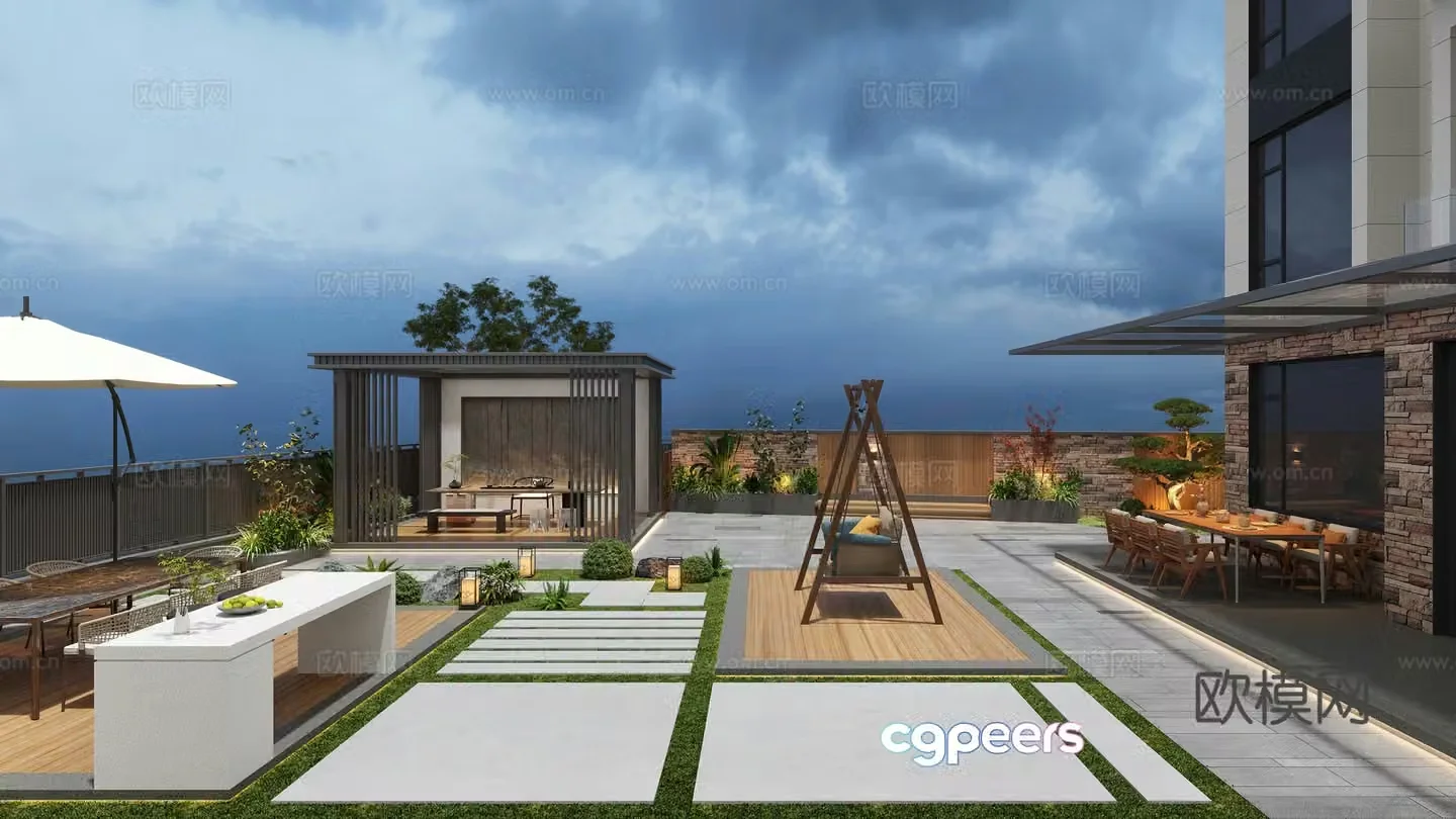 Modern garden garden 3d model