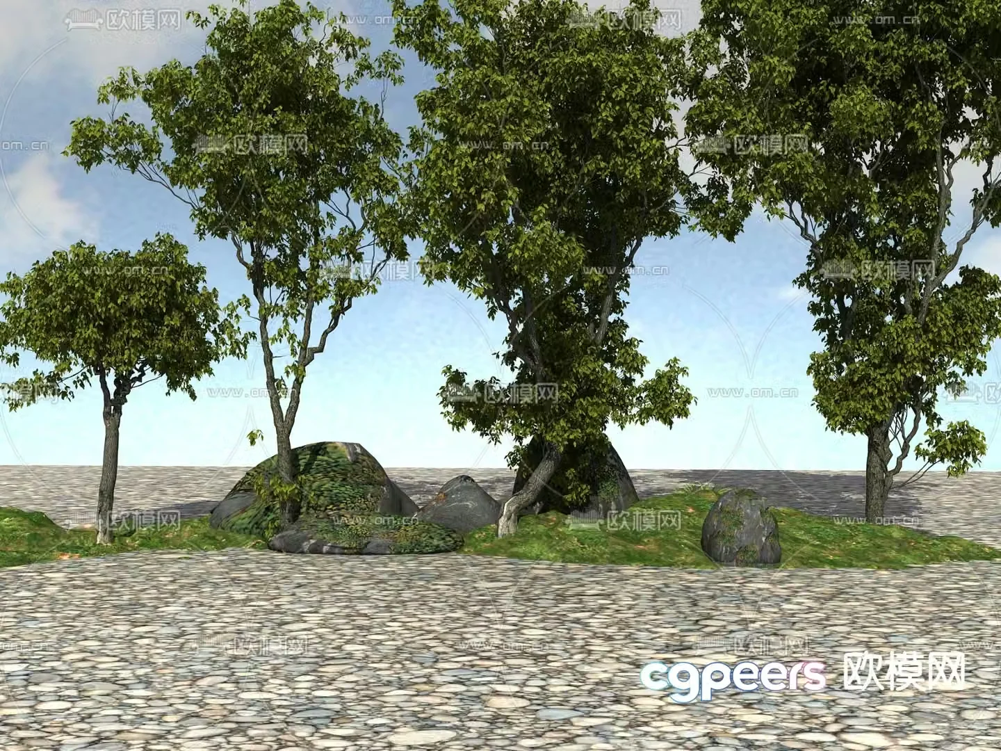 Landscape tree arbor trees big tree 3d model