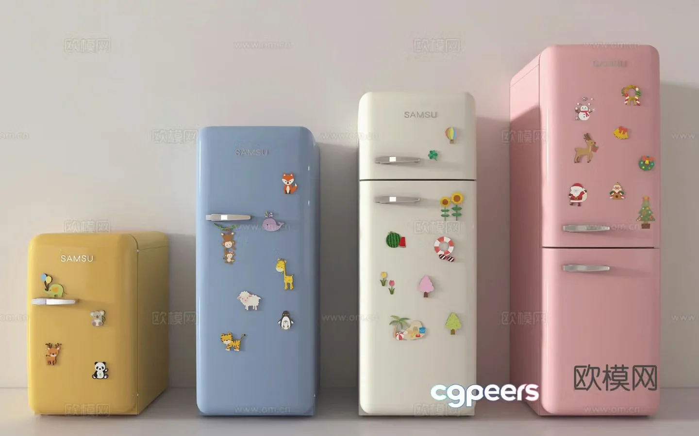 Single door refrigerator small refrigerator 3d model