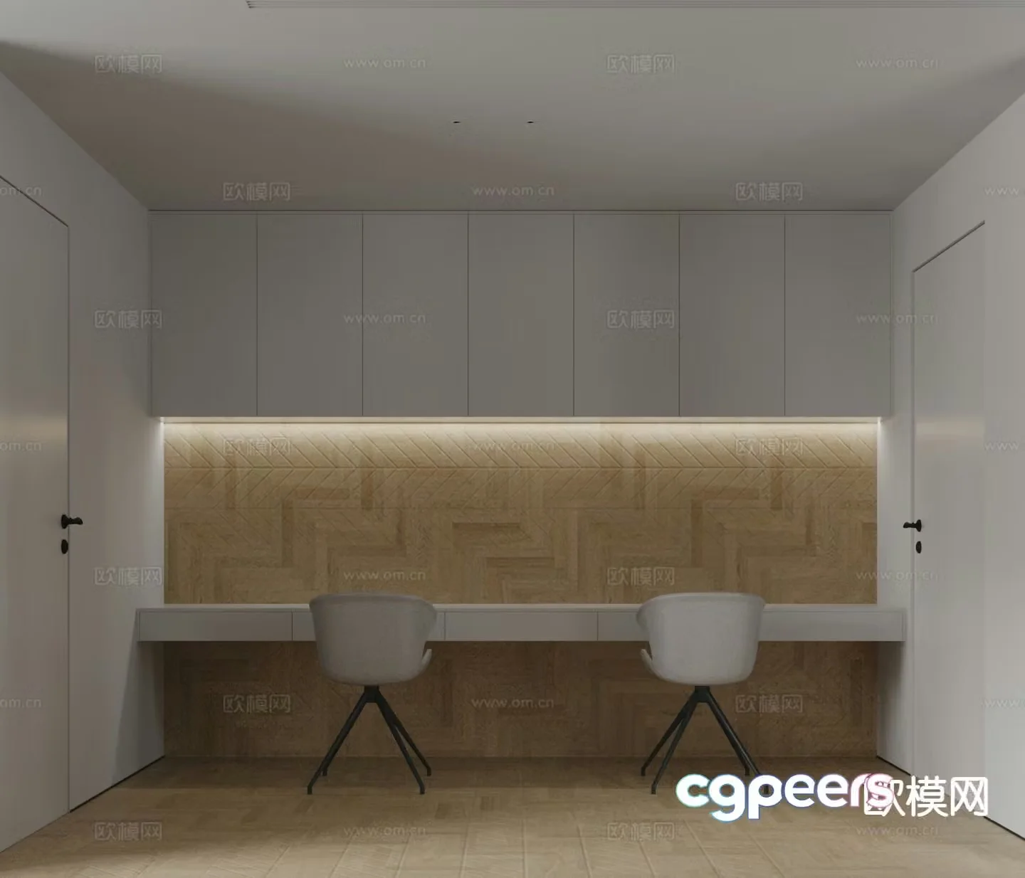 Modern double study room 3d model
