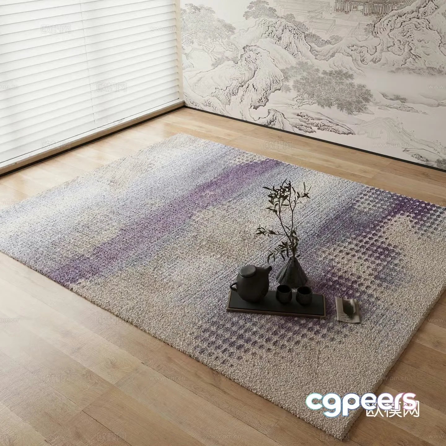New Chinese carpet Gradient carpet 3D model