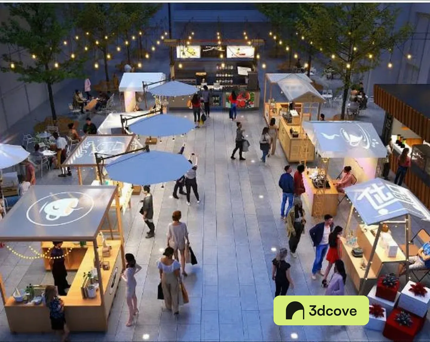 A Large Open Space With Many Small Stalls