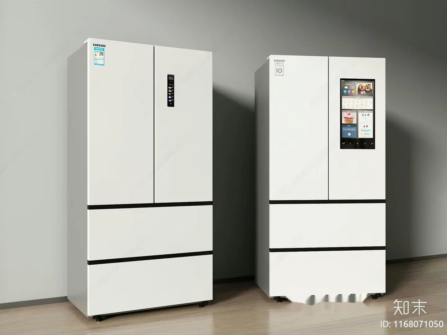 Two White Refrigerators 3D Model – 3786 – VRAY Render