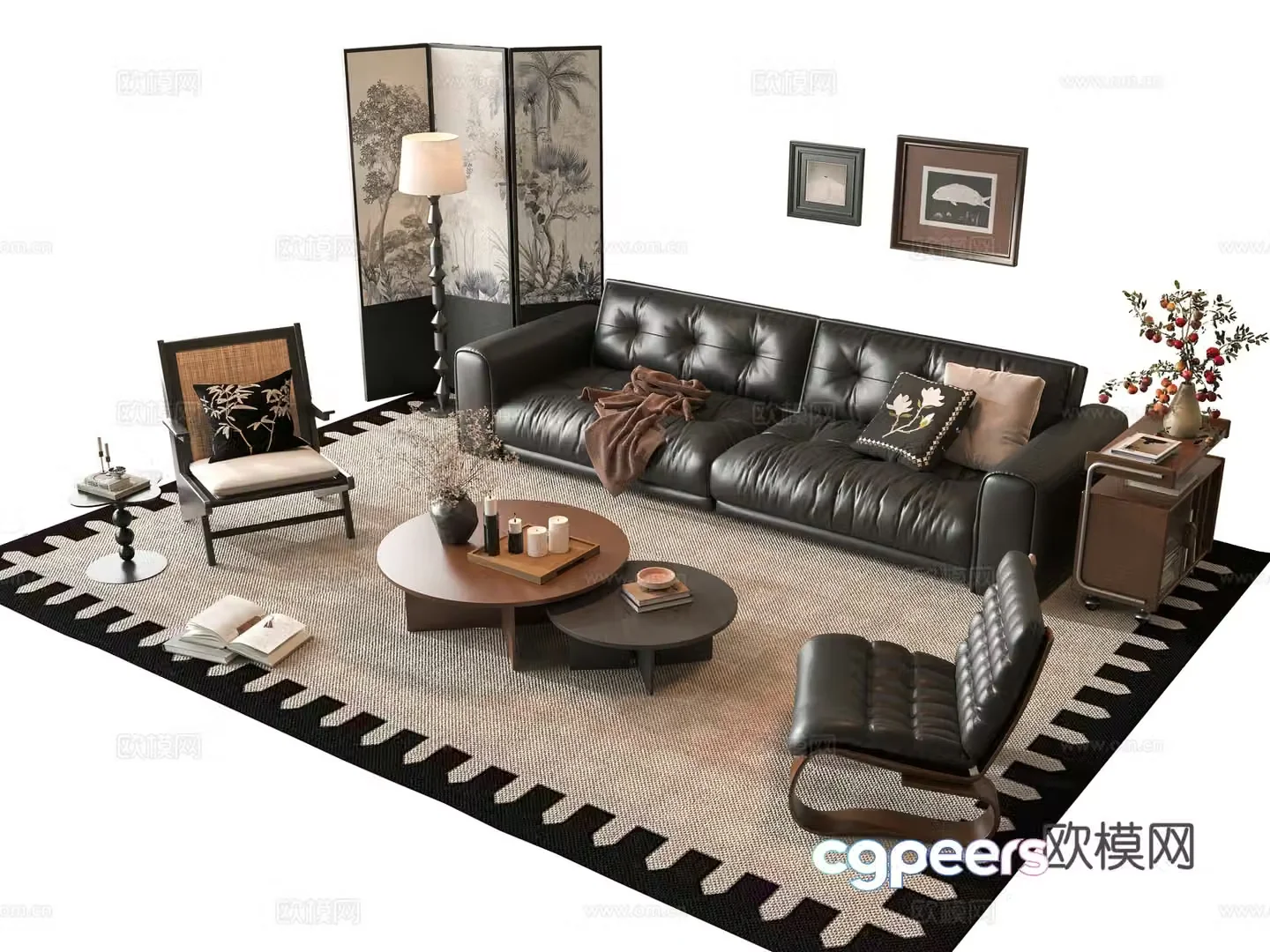 French sofa combination 3D model