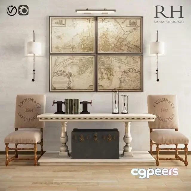 3ds Max Free – Restoration hardware decor set