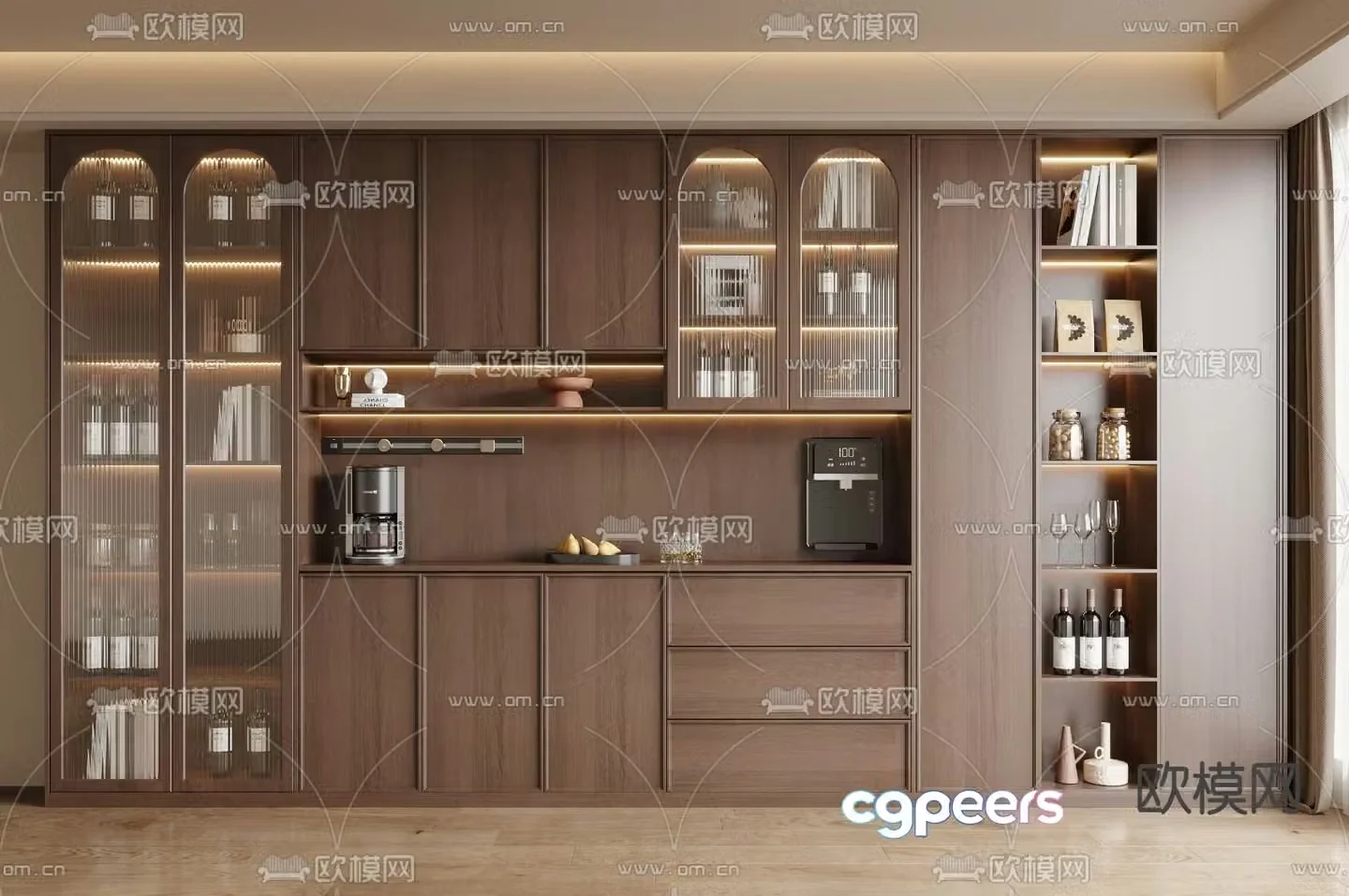 Medieval style wine cabinet and sideboard 3D model