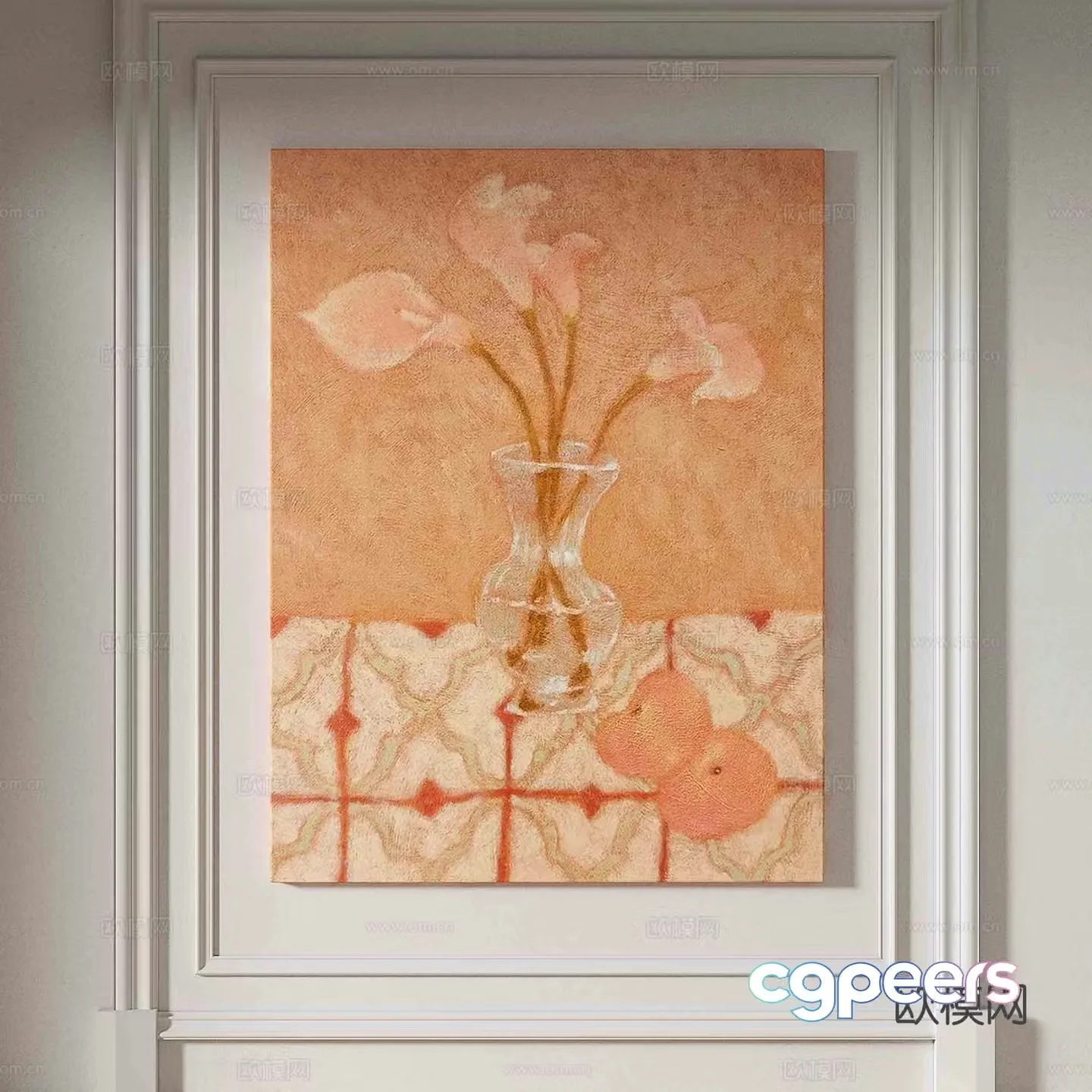 Simple European texture painting decorative painting 3d model