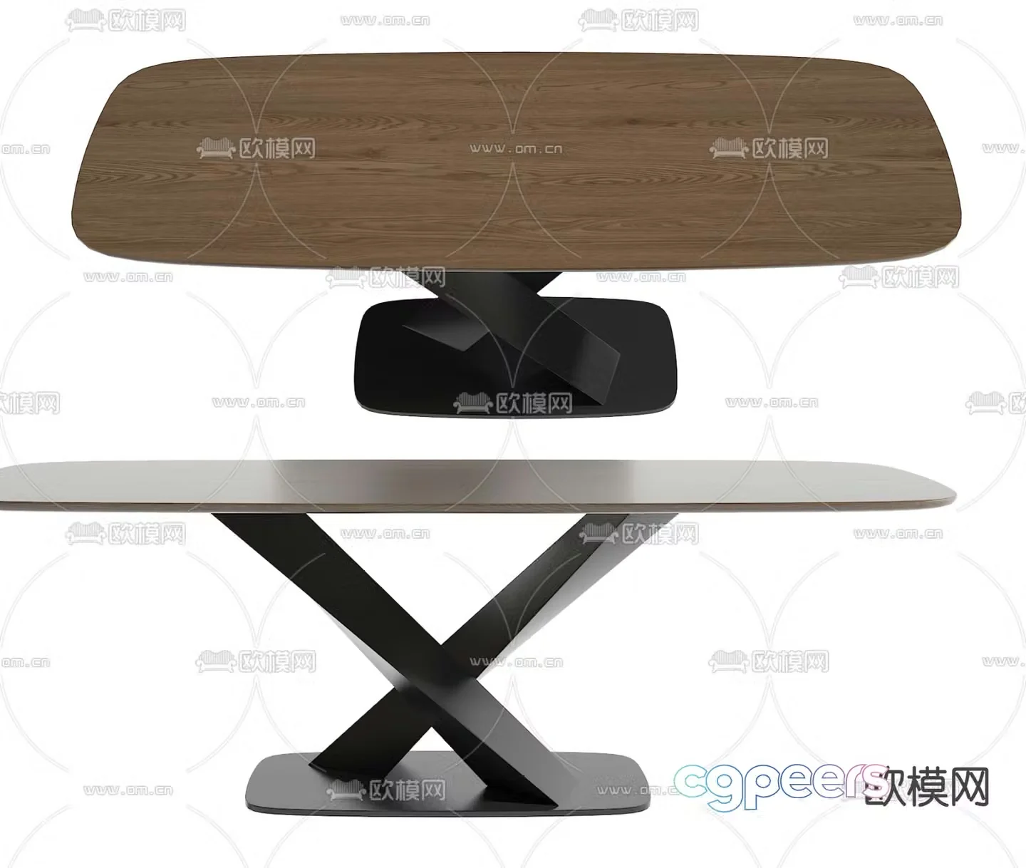 Long dining table 3d model