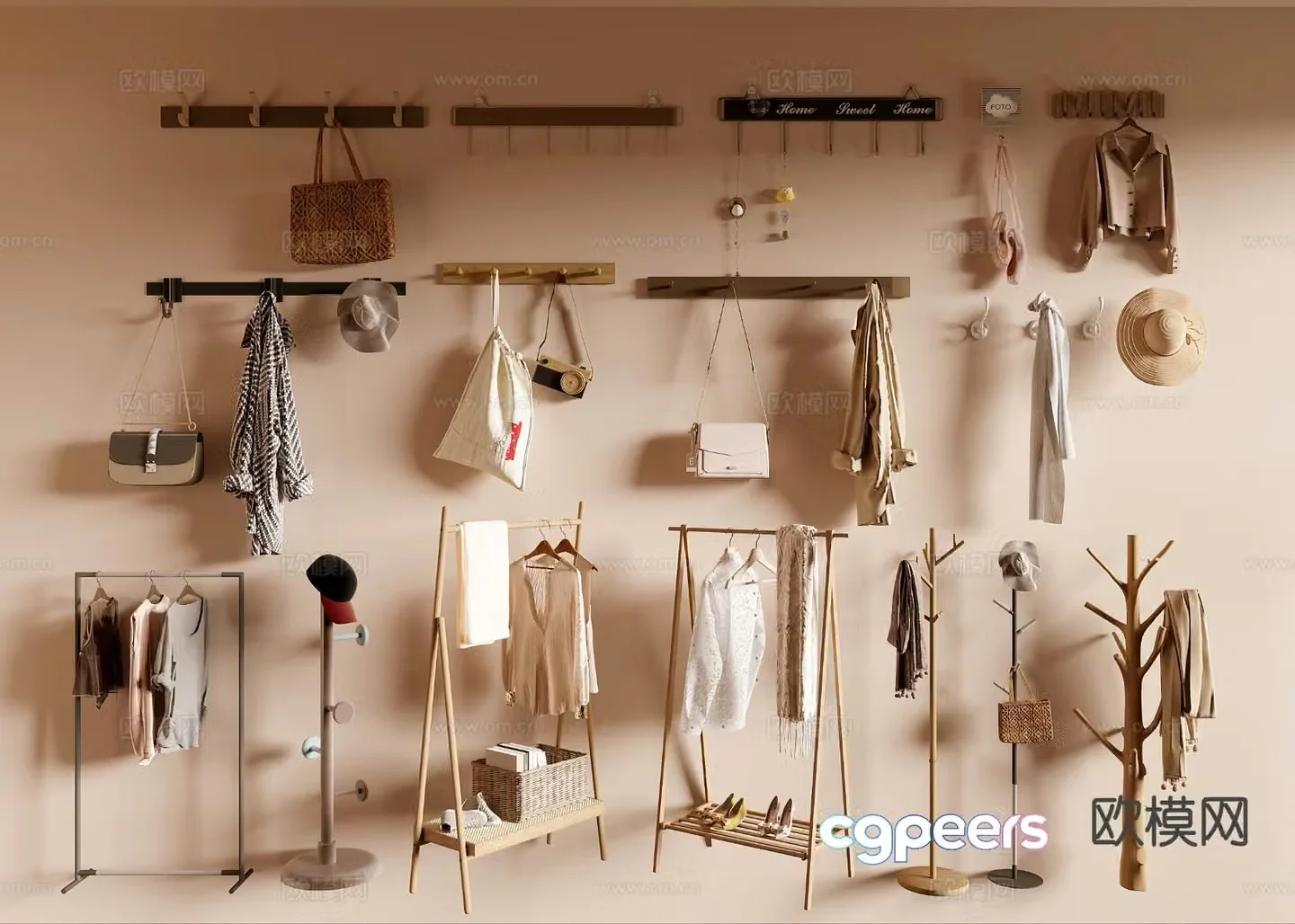 Modern clothes hanger floor clothes hanger 3d model