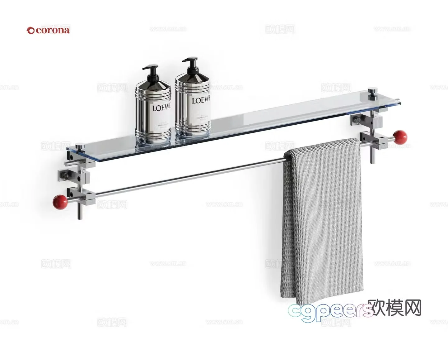 Aluminum profile bathroom rack 3d model