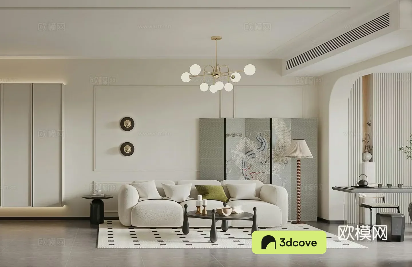 French living room medieval style living room retro combination sofa screen modern living room living dining room