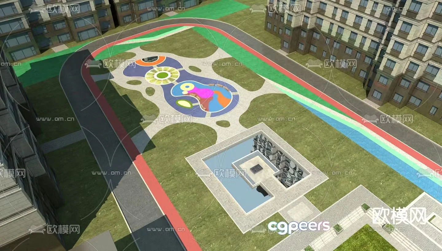 Community landscape residential landscape 3d model