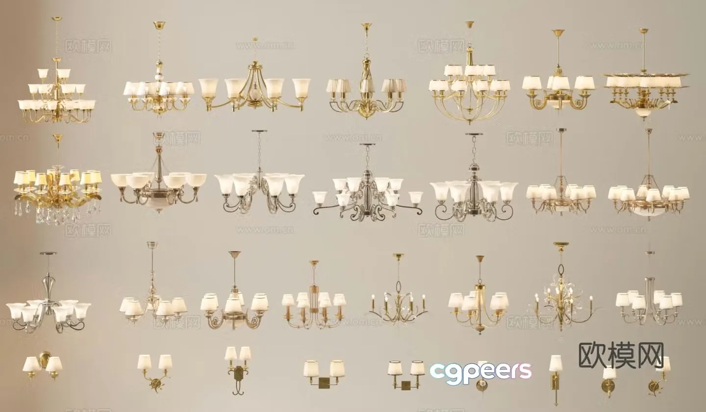 American chandelier hall chandelier 3d model