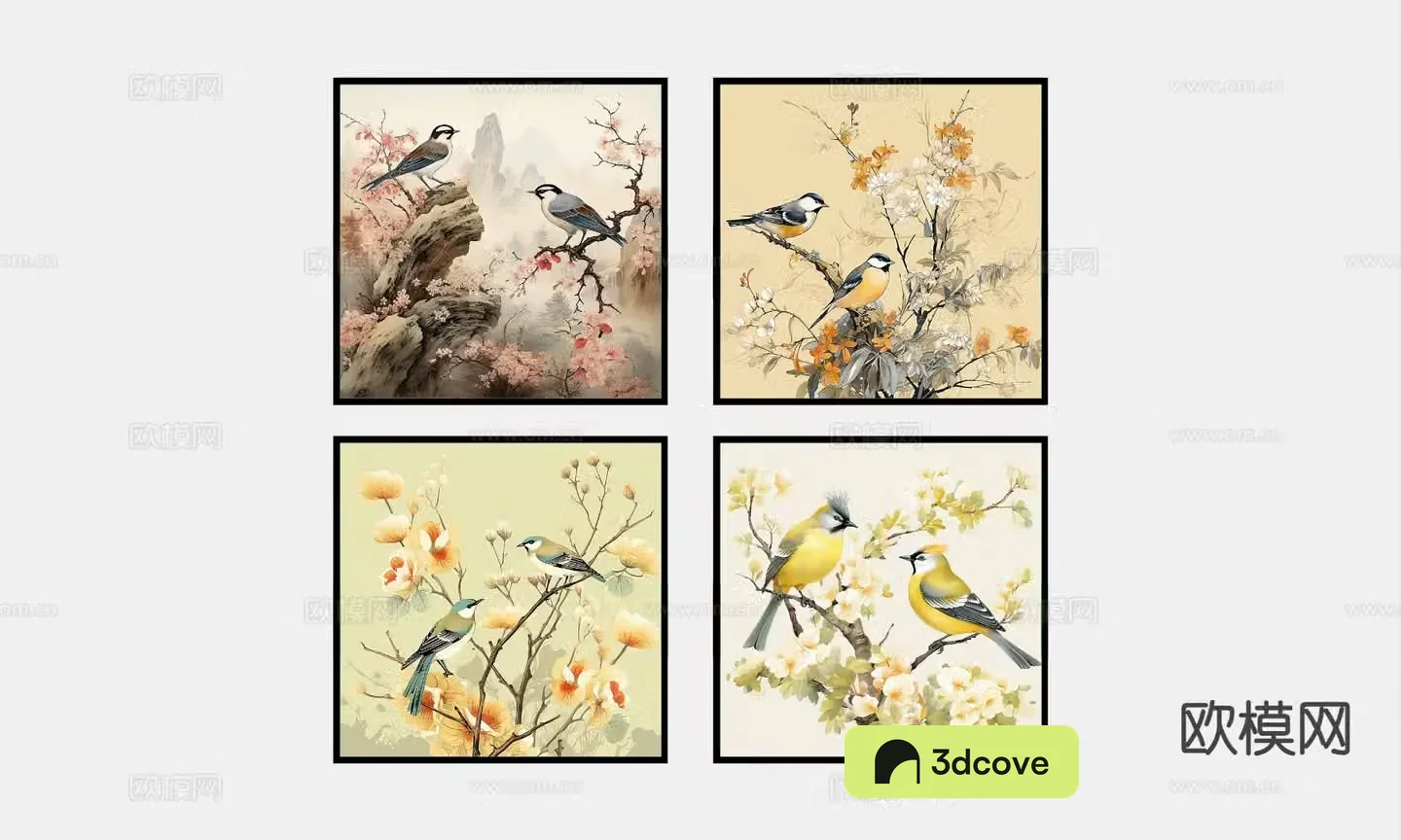 New Chinese style flower and bird painting decorative painting