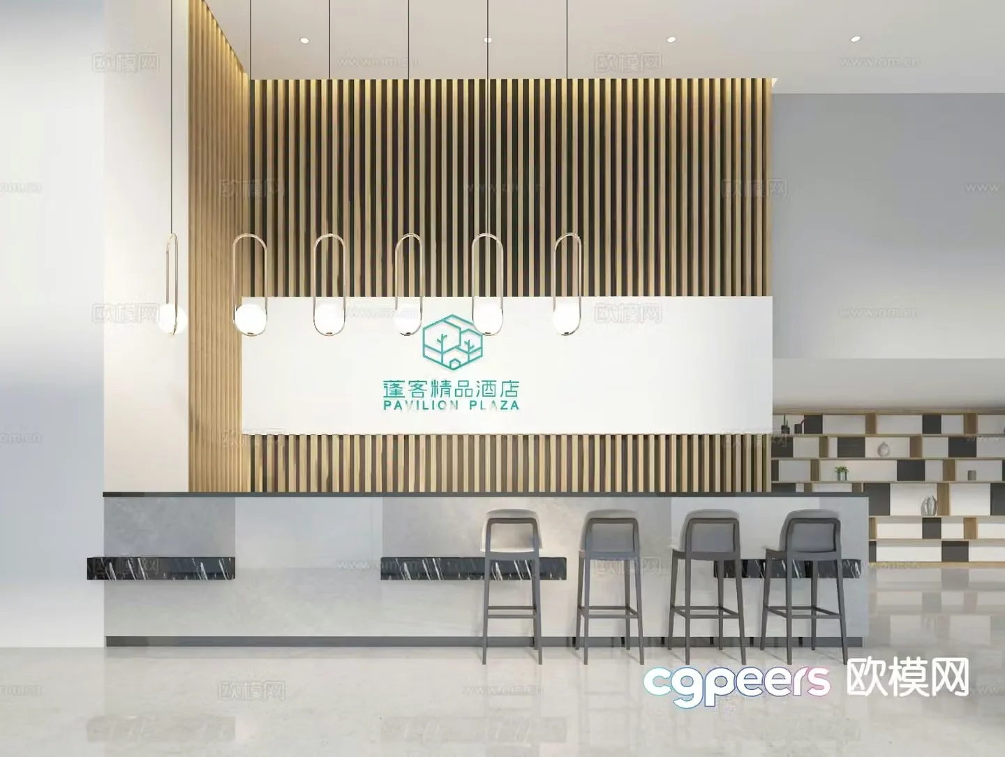 Modern hotel front desk reception hall bar reception desk 3d model