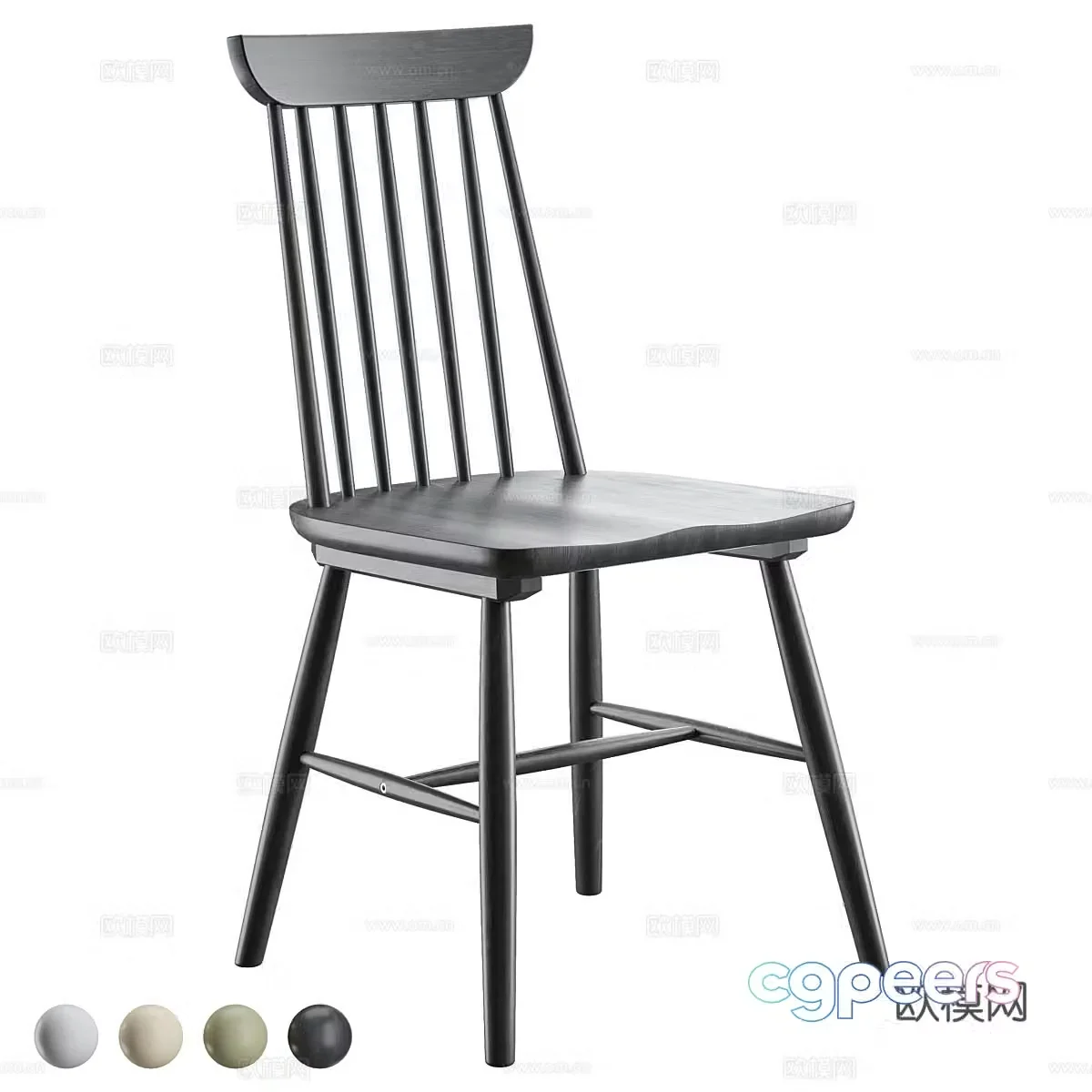 Modern Nordic Windsor Chair 3D Model