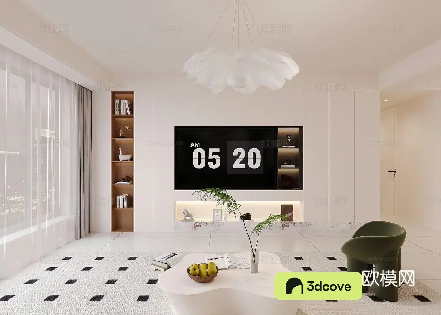 Creamy TV background wall