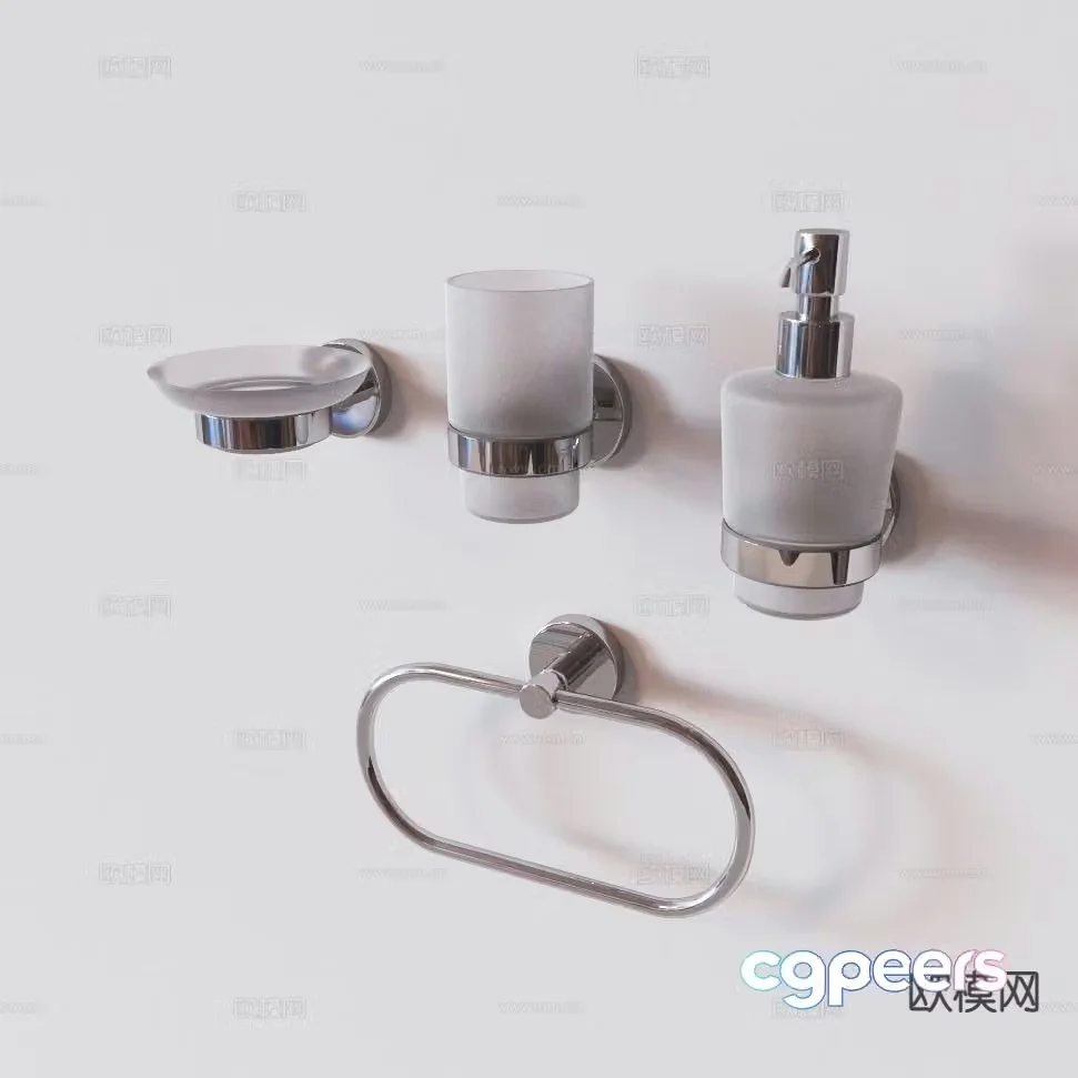 Modern wall hooks shelf bathroom hook 3d model