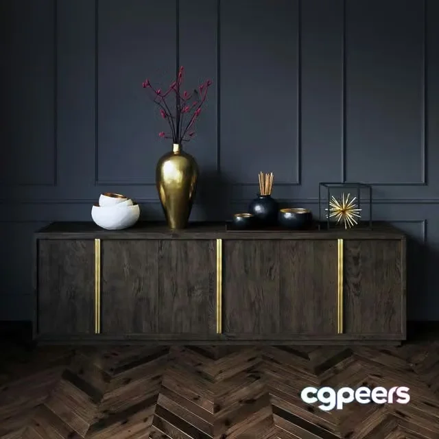 3ds Max Free – Bezier panel 6-door sideboard RH