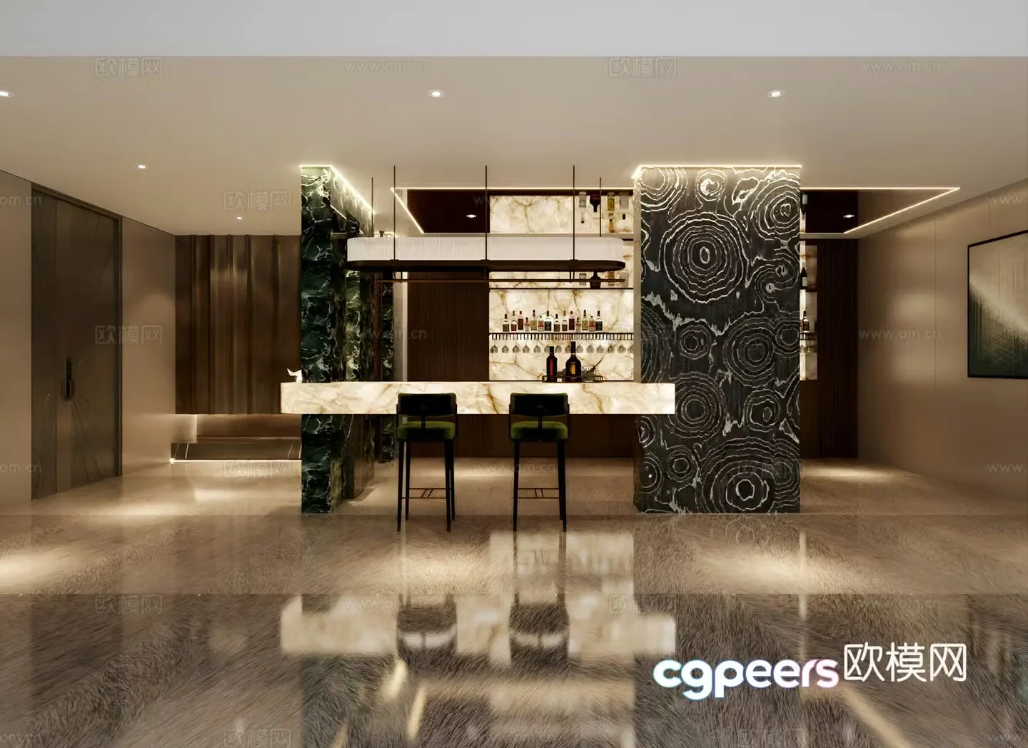 Italian light luxury wine cellar Italian light luxury bar luminous stone bar 3d model