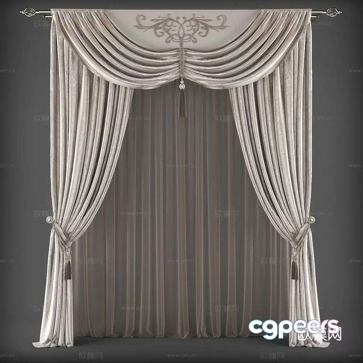 European style curtains 3d model