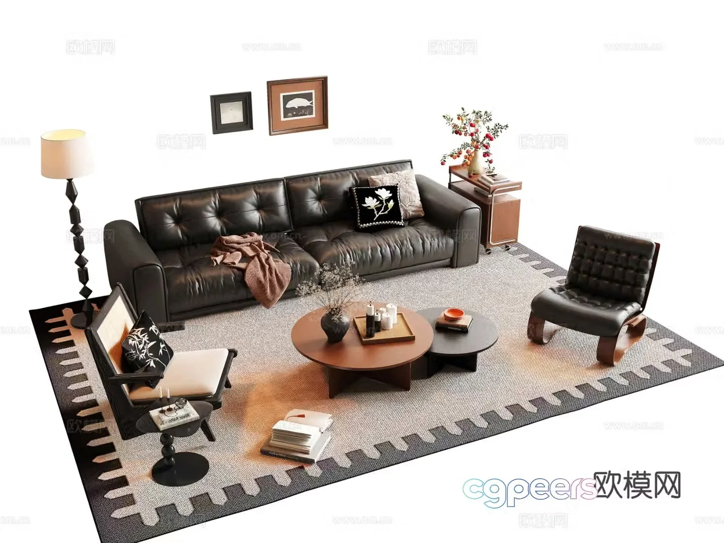 Medieval style modular sofa 3D model