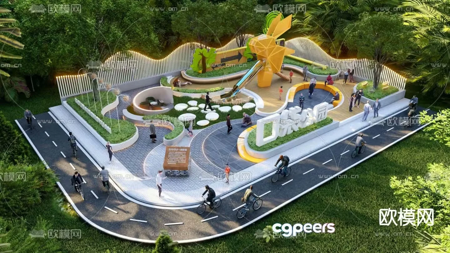 Pocket Park Corner Community Park 3d model