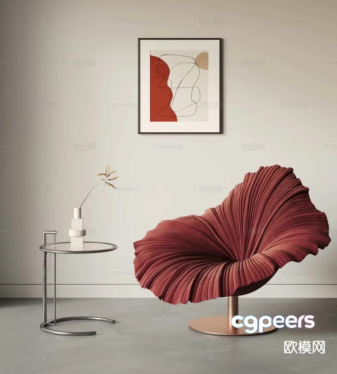 Italian petal chair leisure chair 3d model