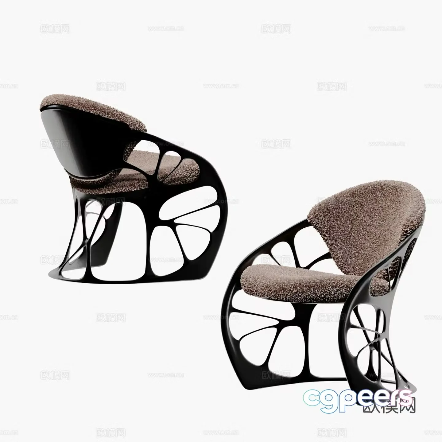 Modern light luxury leisure chair single chair dining chair 3d model