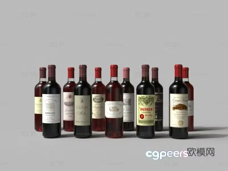 Modern wine bottle red wine 3d model