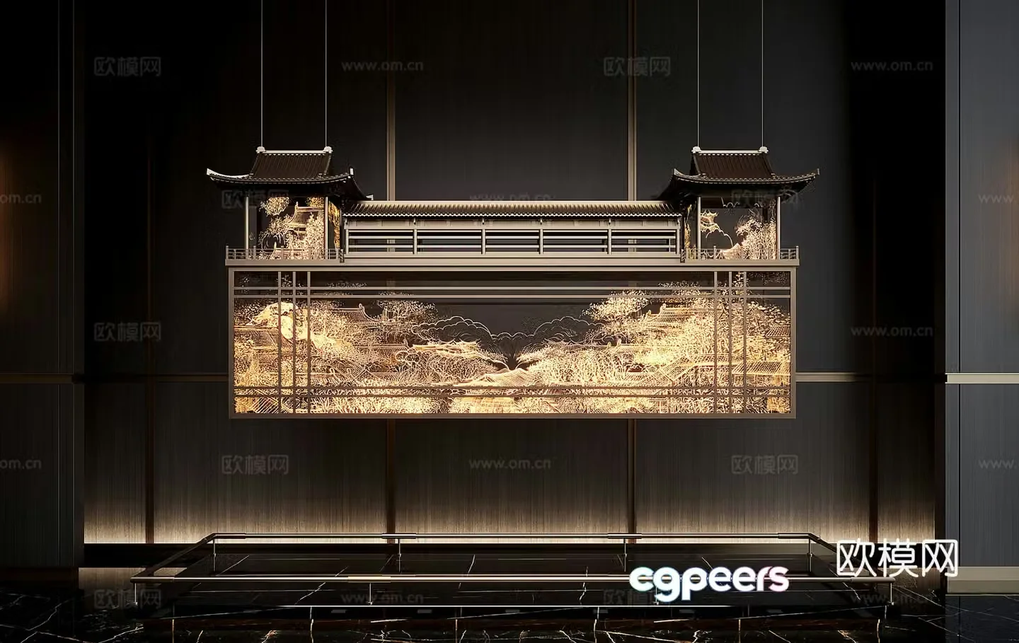 New Chinese-style art chandeliers glass chandeliers decorative chandeliers art installation 3d model