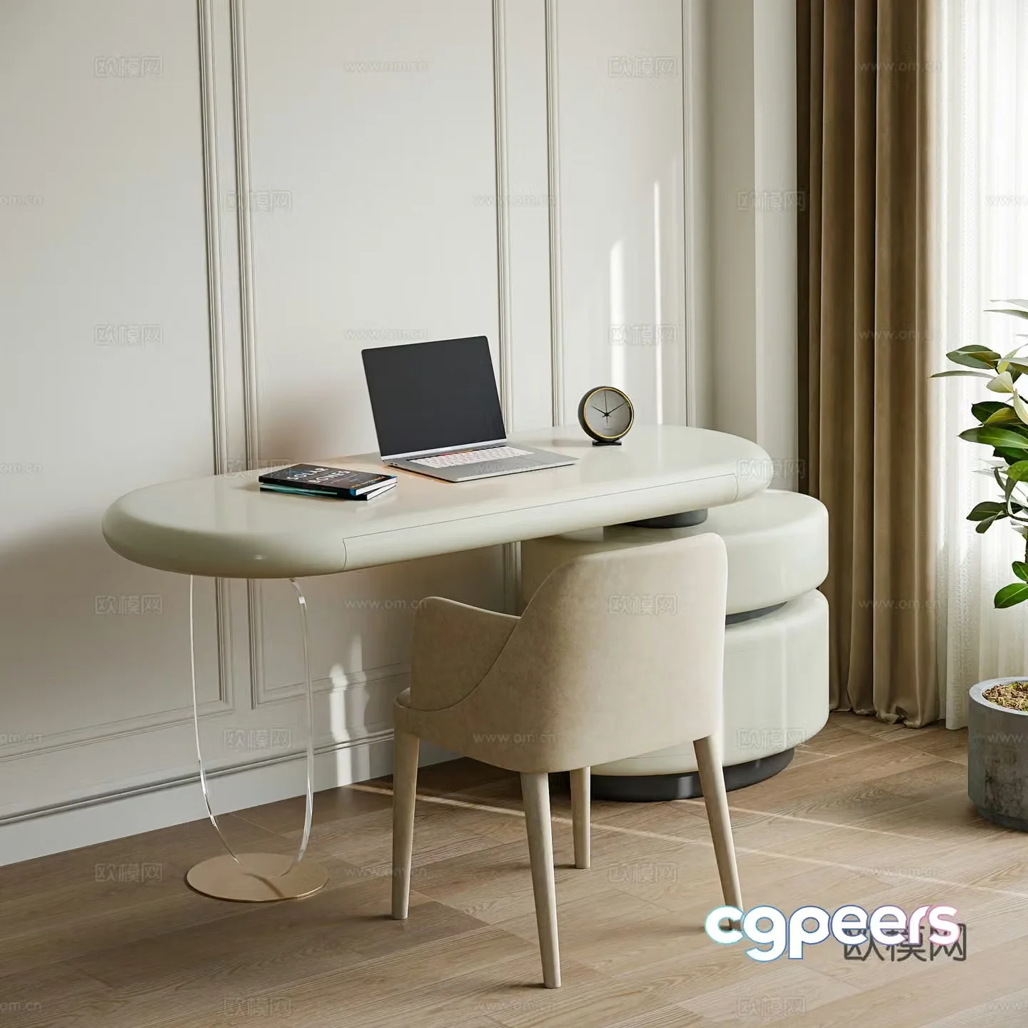 modern desk writing desk 3d model