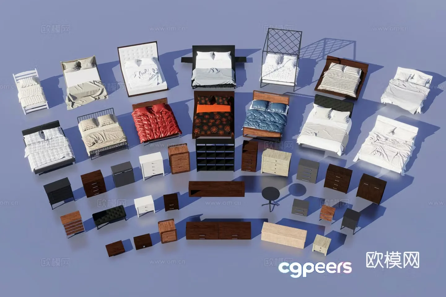 Bedroom furniture combination 3D model