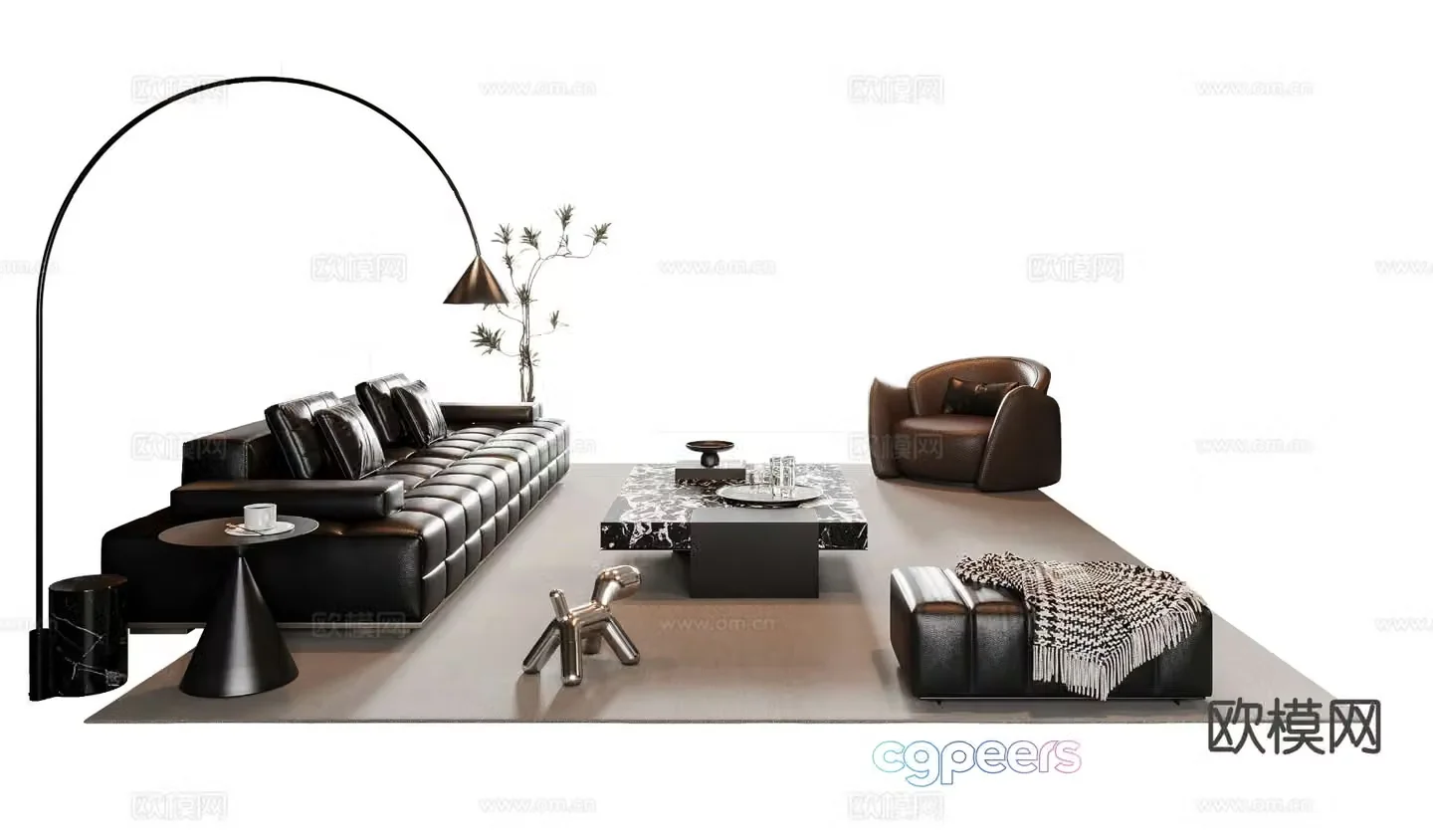 Italian sofa coffee table modular sofa 3d model