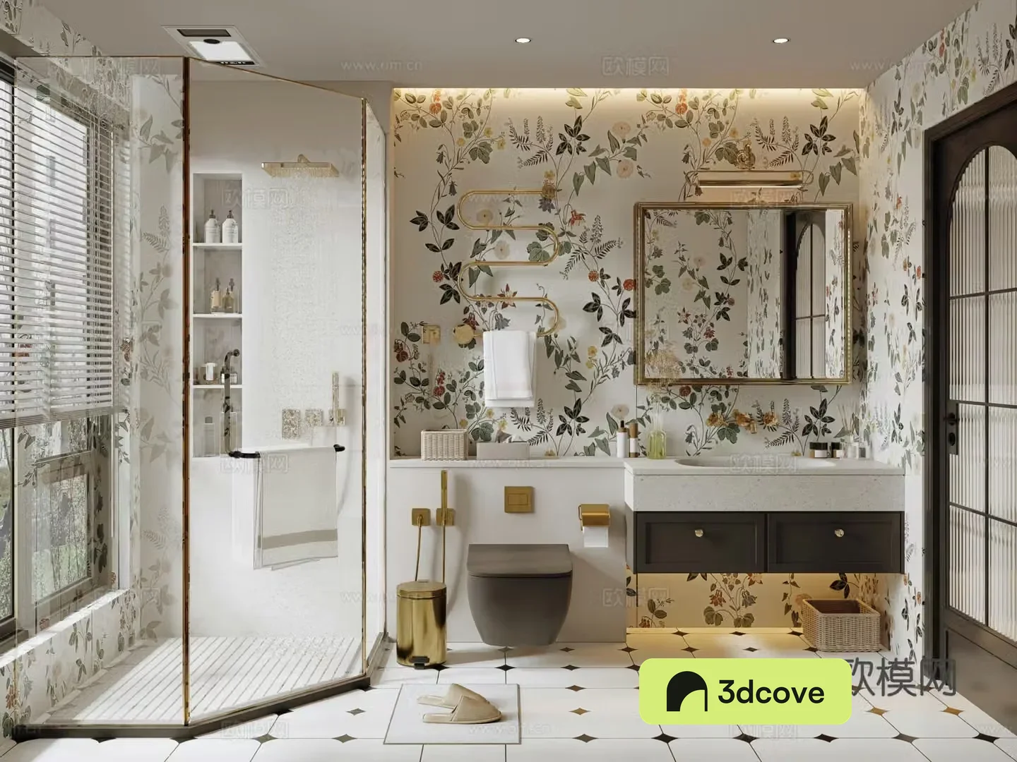 French cream bathroom wet and dry bathroom