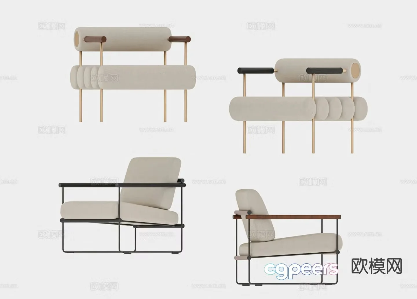Modern sofa chair leisure chair 3d model